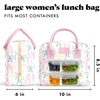 image:imageFit amp Fresh Bloomington Lunch Bag for Women  Insulated Large Lunch Box for Work with Containers LeakResistant StainResistant Zipper Closure Rowing Stripe BluePink Dainty Bows