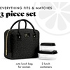 image:imageFit amp Fresh Bloomington Lunch Bag for Women  Insulated Large Lunch Box for Work with Containers LeakResistant StainResistant Zipper Closure Rowing Stripe BlueBlack Feline Fine