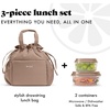 image:imageFit amp Fresh Cromwell Cinch Insulated Lunch Bag for Women wContainers  Durable Lunch Box for Women Meal Prep Lunch Tote For Nurses Teachers School Work LeakResistant Large CapacityTaupe