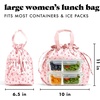image:imageFit amp Fresh Cromwell Cinch Insulated Lunch Bag for Women wContainers  Durable Lunch Box for Women Meal Prep Lunch Tote For Nurses Teachers School Work LeakResistant Large CapacityPink Dainty Flowers
