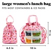 image:imageFit amp Fresh Cromwell Cinch Insulated Lunch Bag for Women wContainers  Durable Lunch Box for Women Meal Prep Lunch Tote For Nurses Teachers School Work LeakResistant Large CapacityPink Strawberries