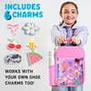 image:imageFit amp Fresh Customizable Kids Lunch Box for Girls  6 Cute Charms Included  Bottle Pocket BPAFree EasytoClean LeakResistant  Insulated Kids Lunch Bag School Compatible w Shoe CharmsHolographic Pink