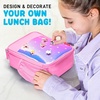 image:imageFit amp Fresh Customizable Kids Lunch Box for Girls  6 Cute Charms Included  Bottle Pocket BPAFree EasytoClean LeakResistant  Insulated Kids Lunch Bag School Compatible w Shoe CharmsHolographic Pink