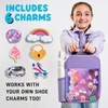 image:imageFit amp Fresh Customizable Kids Lunch Box for Girls  6 Cute Charms Included  Bottle Pocket BPAFree EasytoClean LeakResistant  Insulated Kids Lunch Bag School Compatible w Shoe CharmsHolographic Purple