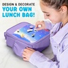 image:imageFit amp Fresh Customizable Kids Lunch Box for Girls  6 Cute Charms Included  Bottle Pocket BPAFree EasytoClean LeakResistant  Insulated Kids Lunch Bag School Compatible w Shoe CharmsHolographic Purple