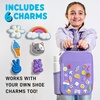 image:imageFit amp Fresh Customizable Kids Lunch Box for Girls  6 Cute Charms Included  Bottle Pocket BPAFree EasytoClean LeakResistant  Insulated Kids Lunch Bag School Compatible w Shoe CharmsPurple