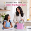 image:imageFit amp Fresh Luna Insulated Kids Lunch Box for Girls Floral Bow Lunch Tote  Easy Carry Handle BPAFree EasytoClean  Kids Lunch Bag Back to School Preschool Kindergarten Cute for Girls amp TweensSweet Pink Block Print