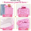 image:imageFit amp Fresh Luna Insulated Kids Lunch Box for Girls Floral Bow Lunch Tote  Easy Carry Handle BPAFree EasytoClean  Kids Lunch Bag Back to School Preschool Kindergarten Cute for Girls amp TweensSweet Pink Block Print
