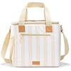 image:imageFit amp Fresh Regatta Insulated Soft Cooler Bag 24Can Capacity  Exterior Mesh Slip Pocket Zipper Pocket Easy Access Top Flap LeakResistant EasytoClean Durable Cooler for TravelPina Colada Taupe Ivory Stripe
