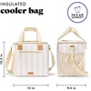 image:imageFit amp Fresh Regatta Insulated Soft Cooler Bag 24Can Capacity  Exterior Mesh Slip Pocket Zipper Pocket Easy Access Top Flap LeakResistant EasytoClean Durable Cooler for TravelPina Colada Taupe Ivory Stripe