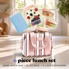 image:imageFit amp Fresh Remi Neoprene Lunch Bag for Women wIce Pack amp Containers  Machine Washable Lunch Box For Women Self Insulating Durable Neoprene Large Capacity For Nurses Teachers School WorkPink Chunky Stripe
