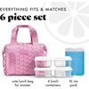 image:imageFit amp Fresh Remi Neoprene Lunch Bag for Women wIce Pack amp Containers  Machine Washable Lunch Box For Women Self Insulating Durable Neoprene Large Capacity For Nurses Teachers School WorkSweet Pink Block