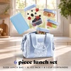 image:imageFit amp Fresh Remi Neoprene Lunch Bag for Women wIce Pack amp Containers  Machine Washable Lunch Box For Women Self Insulating Durable Neoprene Large Capacity For Nurses Teachers School WorkBlue Vintage Flowers