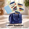image:imageFit amp Fresh Remi Neoprene Lunch Bag for Women wIce Pack amp Containers  Machine Washable Lunch Box For Women Self Insulating Durable Neoprene Large Capacity For Nurses Teachers School WorkNavy