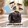 image:imageFit amp Fresh Remi Neoprene Lunch Bag for Women wIce Pack amp Containers  Machine Washable Lunch Box For Women Self Insulating Durable Neoprene Large Capacity For Nurses Teachers School WorkChocolate Feline Fine