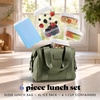 image:imageFit amp Fresh Remi Neoprene Lunch Bag for Women wIce Pack amp Containers  Machine Washable Lunch Box For Women Self Insulating Durable Neoprene Large Capacity For Nurses Teachers School WorkOlive Green