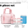 image:imageFit amp Fresh Remi Neoprene Lunch Bag for Women wIce Pack amp Containers  Machine Washable Lunch Box For Women Self Insulating Durable Neoprene Large Capacity For Nurses Teachers School WorkPink Gingham