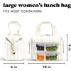 image:imageFit amp Fresh Remi Neoprene Lunch Bag for Women wIce Pack amp Containers  Machine Washable Lunch Box For Women Self Insulating Durable Neoprene Large Capacity For Nurses Teachers School WorkIvory Stripe