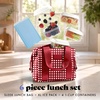 image:imageFit amp Fresh Remi Neoprene Lunch Bag for Women wIce Pack amp Containers  Machine Washable Lunch Box For Women Self Insulating Durable Neoprene Large Capacity For Nurses Teachers School WorkRed Gingham