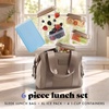 image:imageFit amp Fresh Remi Neoprene Lunch Bag for Women wIce Pack amp Containers  Machine Washable Lunch Box For Women Self Insulating Durable Neoprene Large Capacity For Nurses Teachers School WorkTaupe