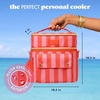 image:imageFit amp Fresh Sidekick Dual Compartment Insulated Soft Cooler Bag amp Lunch Box  Bottle Pocket Extra Storage Crossbody Strap 15Can Capacity LeakResistant Small Cooler For Beach Pool Work amp TravelDaiquiri Cabana Stripe