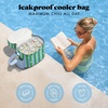 image:imageFit amp Fresh Sidekick Dual Compartment Insulated Soft Cooler Bag amp Lunch Box  Bottle Pocket Extra Storage Crossbody Strap 15Can Capacity LeakResistant Small Cooler For Beach Pool Work amp TravelCoastal Cabana Stripe