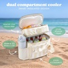 image:imageFit amp Fresh Sidekick Dual Compartment Insulated Soft Cooler Bag amp Lunch Box  Bottle Pocket Extra Storage Crossbody Strap 15Can Capacity LeakResistant Small Cooler For Beach Pool Work amp TravelPina Colada Cabana