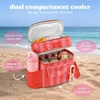 image:imageFit amp Fresh Sidekick Dual Compartment Insulated Soft Cooler Bag amp Lunch Box  Bottle Pocket Extra Storage Crossbody Strap 15Can Capacity LeakResistant Small Cooler For Beach Pool Work amp TravelDaiquiri Cabana Stripe