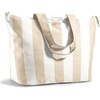 image:imageFit amp Fresh All The Things XL Beach Bag for Women Oversized Travel Tote  Zip Closure 3 Interior Pockets 1 Large Zip Pocket Dual Carry Handles Canvas Weekender  Pool College Laundry GroceriesTaupe Stripe