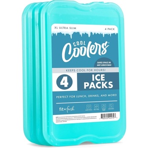 image:imageCool Coolers by Fit amp Fresh 4 Pack XL Slim Ice Packs Quick Freeze Space Saving Reusable Ice Packs for Lunch Boxes or CoolersGreen 4 Pack