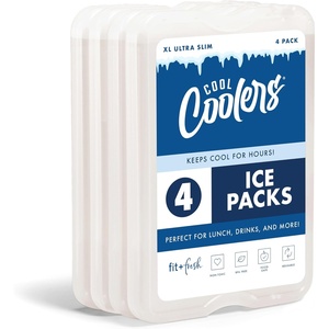 image:imageCool Coolers by Fit amp Fresh 4 Pack XL Slim Ice Packs Quick Freeze Space Saving Reusable Ice Packs for Lunch Boxes or CoolersIvory 4 Pack