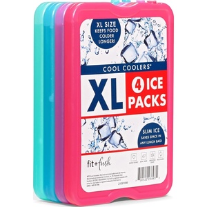 image:imageCool Coolers by Fit amp Fresh 4 Pack XL Slim Ice Packs Quick Freeze Space Saving Reusable Ice Packs for Lunch Boxes or CoolersMulti 4 Pack