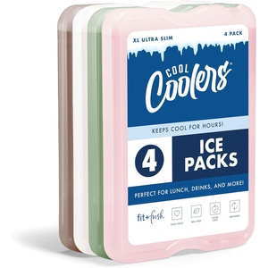 image:imageCool Coolers by Fit amp Fresh 4 Pack XL Slim Ice Packs Quick Freeze Space Saving Reusable Ice Packs for Lunch Boxes or CoolersMulti Pastel 4 Pack
