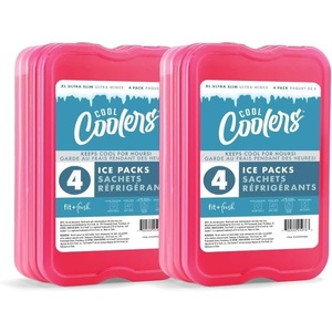 image:imageCool Coolers by Fit amp Fresh 4 Pack XL Slim Ice Packs Quick Freeze Space Saving Reusable Ice Packs for Lunch Boxes or CoolersPink 8 Pack