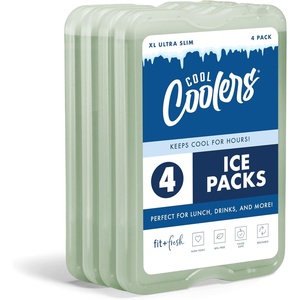image:imageCool Coolers by Fit amp Fresh 4 Pack XL Slim Ice Packs Quick Freeze Space Saving Reusable Ice Packs for Lunch Boxes or CoolersSage 4 Pack