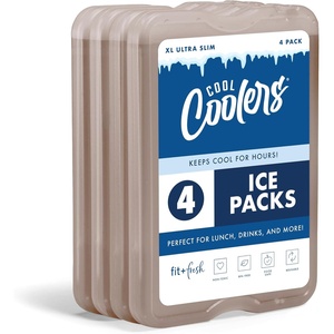 image:imageCool Coolers by Fit amp Fresh 4 Pack XL Slim Ice Packs Quick Freeze Space Saving Reusable Ice Packs for Lunch Boxes or CoolersTaupe 4 Pack