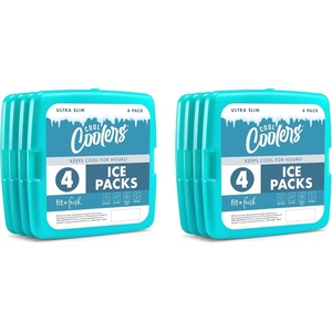 image:imageCool Coolers by Fit amp Fresh Slim Ice Packs Quick Freeze Reusable Ice Packs for Lunch Boxes amp Coolers LongLasting Space Saving Lunch Ice Packs Blue 4PkGreen 8 Pack