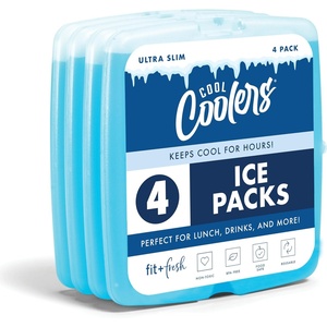 image:imageCool Coolers by Fit amp Fresh Slim Ice Packs Quick Freeze Reusable Ice Packs for Lunch Boxes amp Coolers LongLasting Space Saving Lunch Ice Packs Blue 4PkBlue 4 Pack