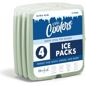 image:imageCool Coolers by Fit amp Fresh Slim Ice Packs Quick Freeze Reusable Ice Packs for Lunch Boxes amp Coolers LongLasting Space Saving Lunch Ice Packs Blue 4PkSage 4 Pack