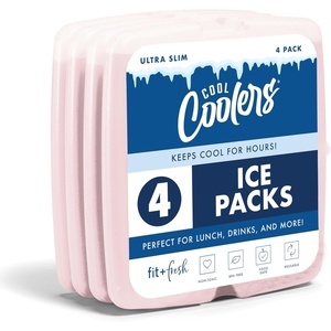 image:imageCool Coolers by Fit amp Fresh Slim Ice Packs Quick Freeze Reusable Ice Packs for Lunch Boxes amp Coolers LongLasting Space Saving Lunch Ice Packs Blue 4PkLight Pink 4 Pack