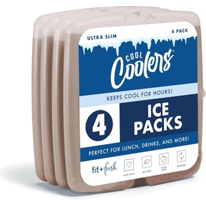 image:imageCool Coolers by Fit amp Fresh Slim Ice Packs Quick Freeze Reusable Ice Packs for Lunch Boxes amp Coolers LongLasting Space Saving Lunch Ice Packs Blue 4PkTaupe 4 Pack