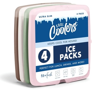 image:imageCool Coolers by Fit amp Fresh Slim Ice Packs Quick Freeze Reusable Ice Packs for Lunch Boxes amp Coolers LongLasting Space Saving Lunch Ice Packs Blue 4PkMulti Pastel 4 Pack