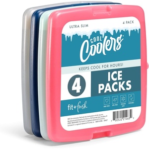 image:imageCool Coolers by Fit amp Fresh Slim Ice Packs Quick Freeze Reusable Ice Packs for Lunch Boxes amp Coolers LongLasting Space Saving Lunch Ice Packs Blue 4PkMulticolor 4 PK