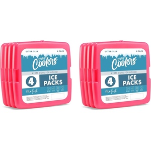 image:imageCool Coolers by Fit amp Fresh Slim Ice Packs Quick Freeze Reusable Ice Packs for Lunch Boxes amp Coolers LongLasting Space Saving Lunch Ice Packs Blue 4PkPink 8 Pack