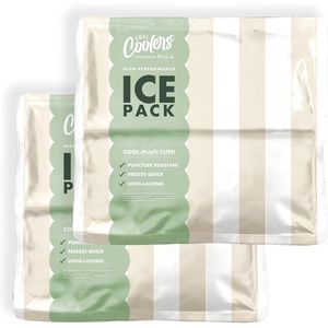 image:imageCool Coolers by Fit amp Fresh XL High Performance Cooler Ice Packs 2pk  Puncture Resistant NonToxic Quick Freeze LongLasting Chill Lunch Box Ice Packs XL Freezer Pack Flexible Gel Ice PacksTaupe Stripe 2 Pack