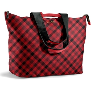 image:imageFit amp Fresh All The Things XL Beach Bag for Women Oversized Travel Tote  Zip Closure 3 Interior Pockets 1 Large Zip Pocket Dual Carry Handles Canvas Weekender  Pool College Laundry GroceriesRed Checkered