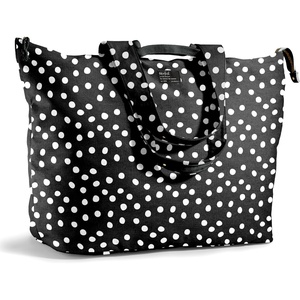 image:imageFit amp Fresh All The Things XL Beach Bag for Women Oversized Travel Tote  Zip Closure 3 Interior Pockets 1 Large Zip Pocket Dual Carry Handles Canvas Weekender  Pool College Laundry GroceriesBlack  White Dot