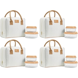 image:imageFit amp Fresh Bloomington Lunch Bag for Women  Insulated Large Lunch Box for Work with Containers LeakResistant StainResistant Zipper Closure Rowing Stripe BlueIvory