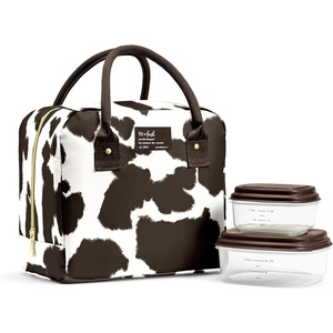 image:imageFit amp Fresh Bloomington Lunch Bag for Women  Insulated Large Lunch Box for Work with Containers LeakResistant StainResistant Zipper Closure Rowing Stripe BlueBrown Cowhide