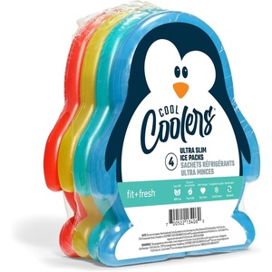 image:imageFit amp Fresh Cool Coolers Reusable Kids Lunch Box Ice Packs 4pk  Shaped Character Ice Packs for Kids Slim Design for Lunch Bags amp Coolers Quick Freeze BPAFree Pink BowsMulticolor Penguin
